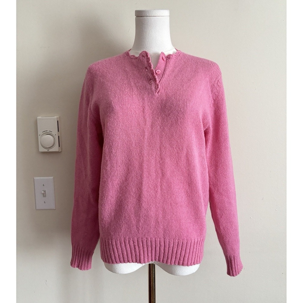 SKYR Clothing 1980s Knit Sweater Womens 40 Medium Shetland Wool Pink Vintage